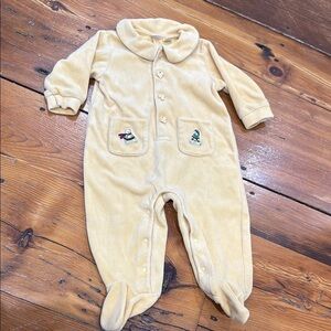 Talbots Kids Vintage Yellow Footed One Piece Pajamas Unisex Velour Size 9 months